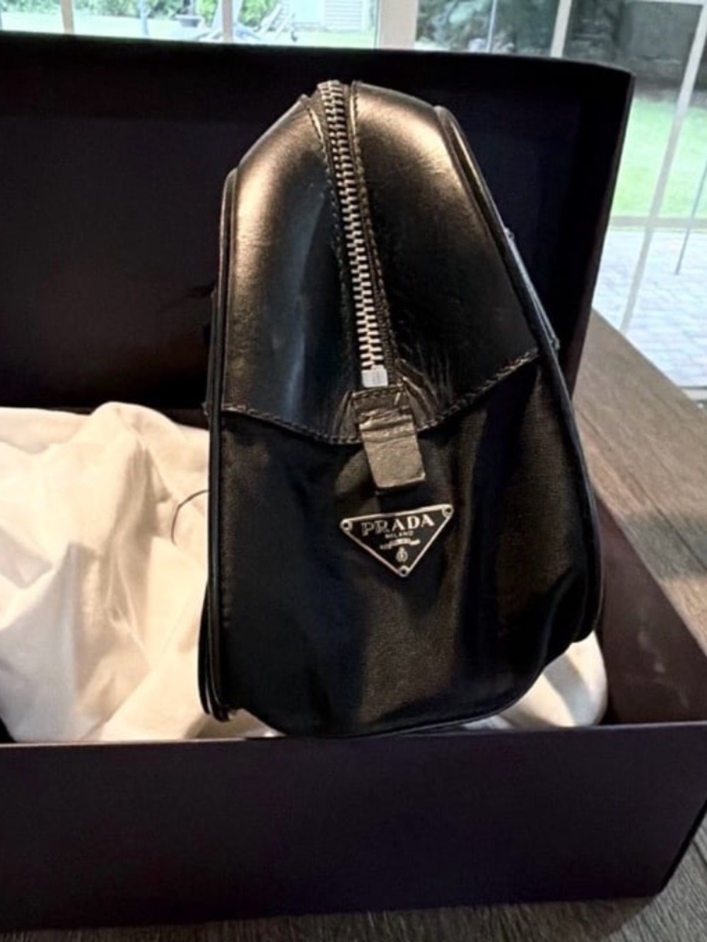 Prada Black Leather & Nylon Dome Satchel with Top Handles - Picture 5 of 10